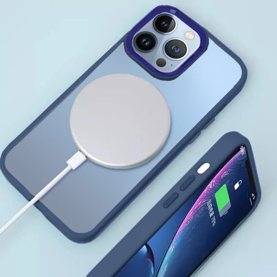 etui do iphone 13 camera hybrid szklany tył, granatowa ramka (kopia)