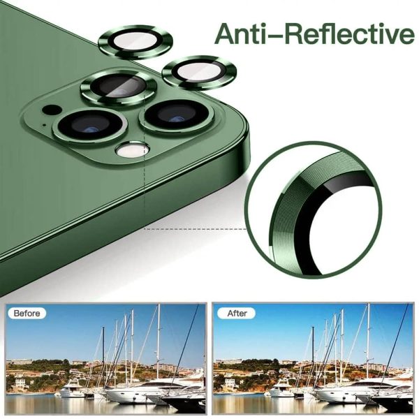 metalowa osłona obiektywów szkło na aparat iphone 13 pro alpejska zieleń
