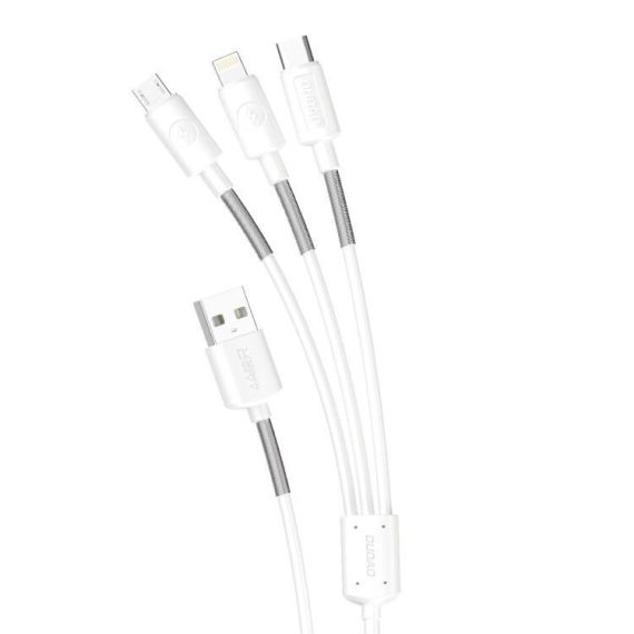 kabel 3w1 usb do iphone lightning/typ c/microusb do szybkiego ładowania do 100w biały