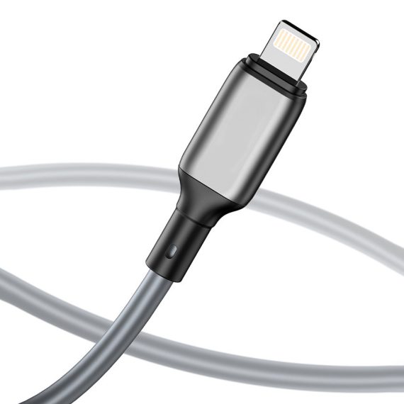 kabel usb typ c lightning, szybkie bezpieczne ładowanie laptopów i telefonów, szary