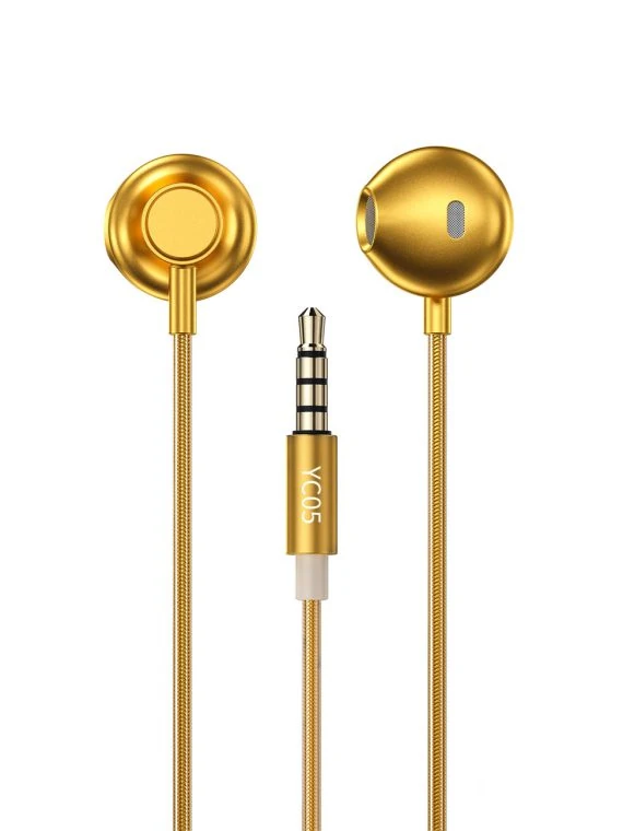 słuchawki dokanałowe przewodowe złącze 3,5 mm mini jack, złoty
