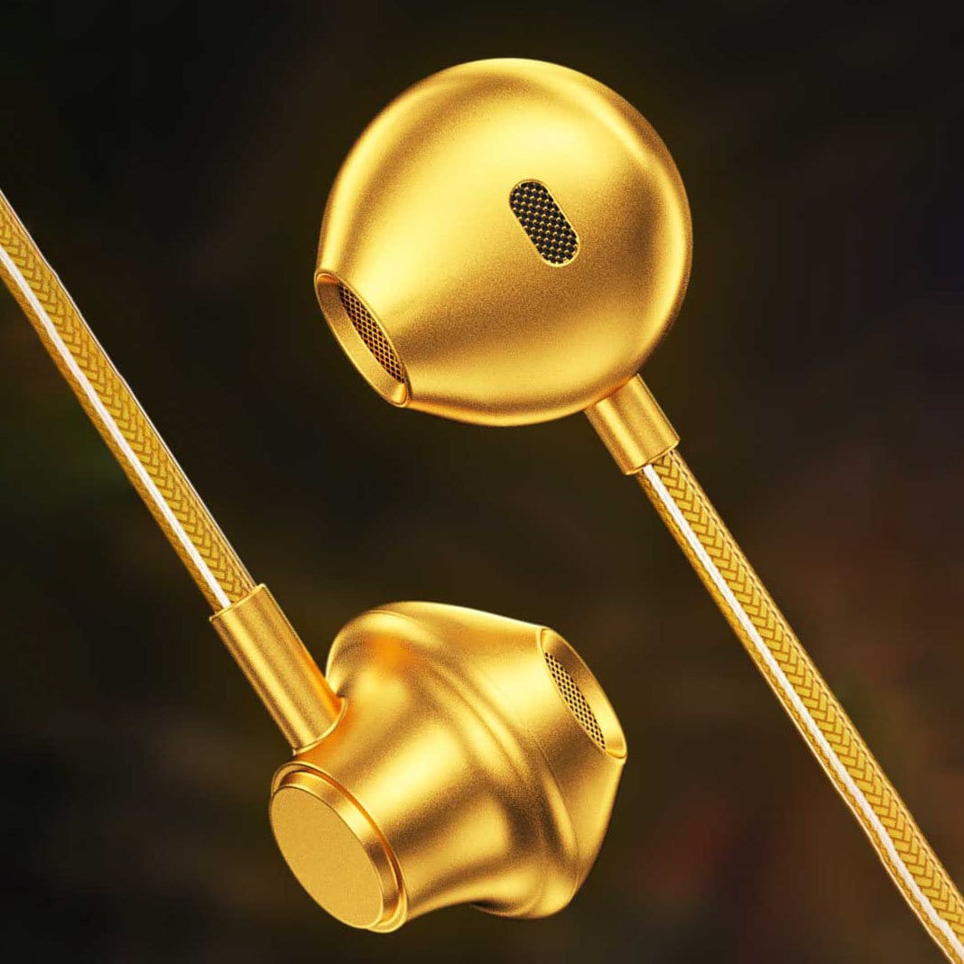 słuchawki dokanałowe przewodowe złącze 3,5 mm mini jack, złoty