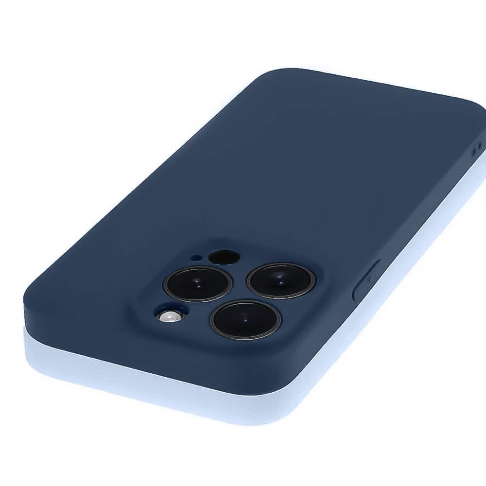 Etui do iPhone 11 Pro silikonowe z mikrofibrą soft touch z osłoną na aparat, granatowe (4)