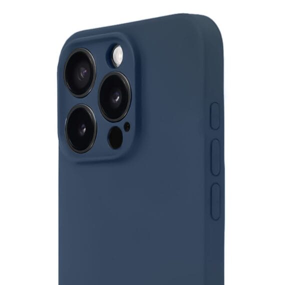 Etui do iPhone 11 Pro silikonowe z mikrofibrą soft touch z osłoną na aparat, granatowe (6)