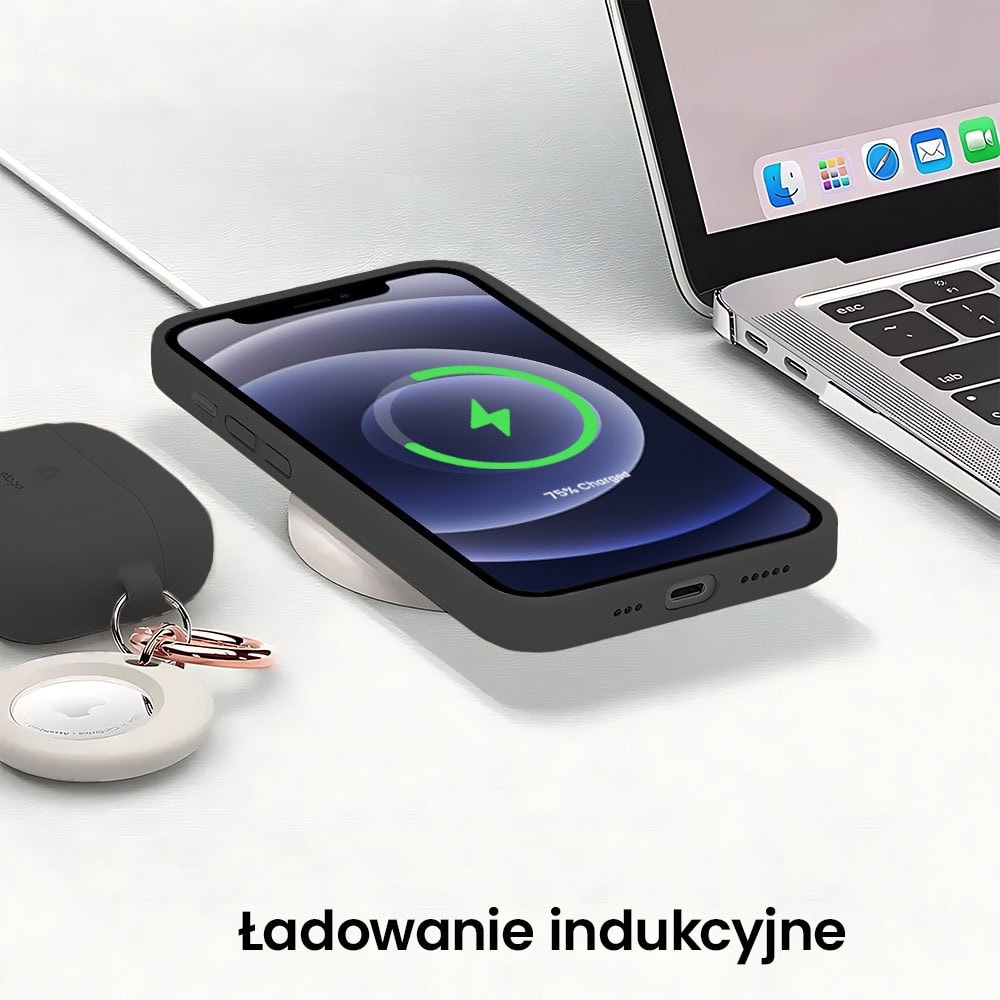 Etui do iPhone 12 Mini silikonowe z mikrofibrą soft touch z osłoną na aparat, czarne (1)