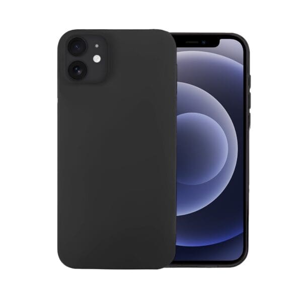 Etui do iPhone 12 Mini silikonowe z mikrofibrą soft touch z osłoną na aparat, czarne (2)