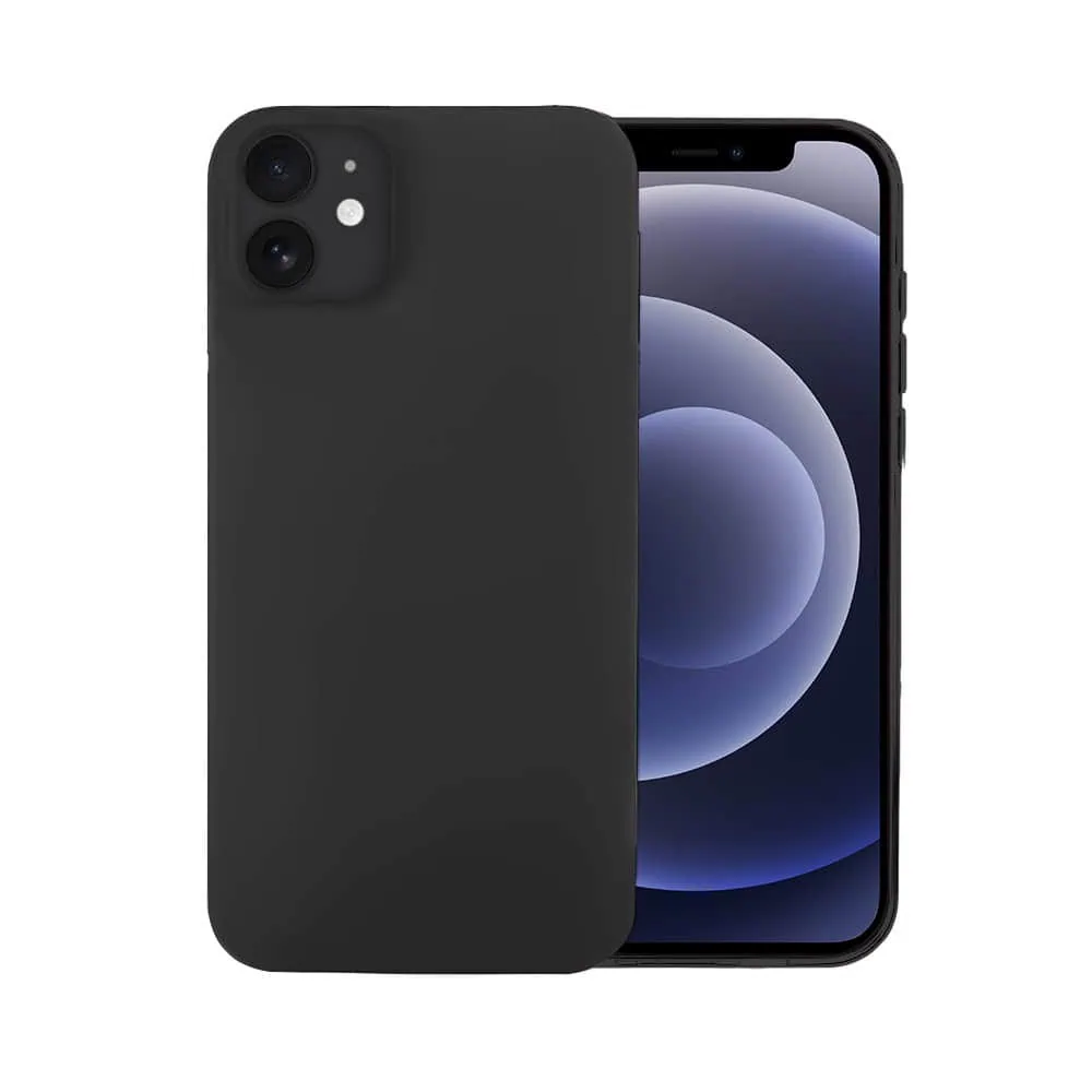 Etui do iPhone 12 Mini silikonowe z mikrofibrą soft touch z osłoną na aparat, czarne (2)
