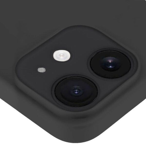 Etui do iPhone 12 Mini silikonowe z mikrofibrą soft touch z osłoną na aparat, czarne (5)