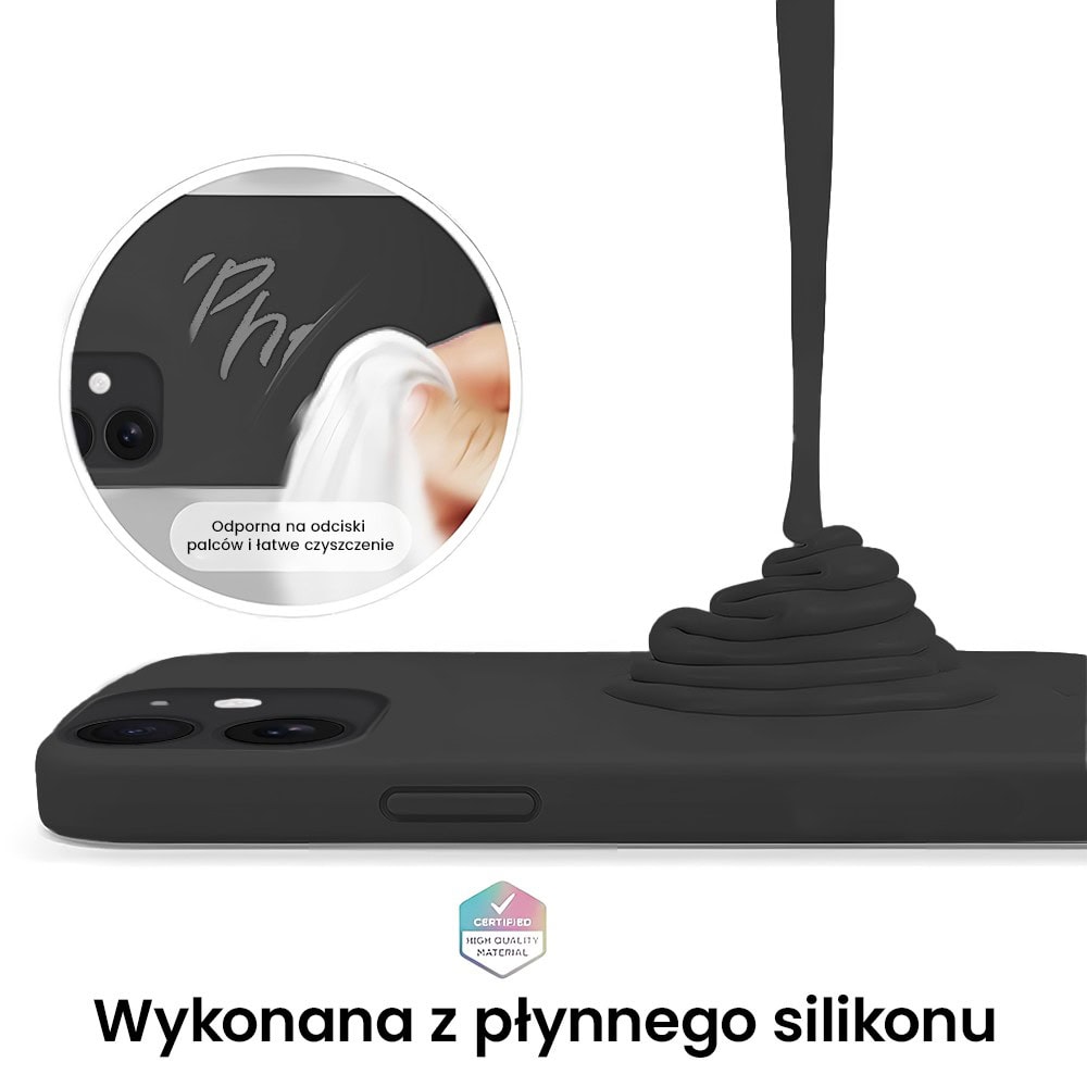 Etui do iPhone 12 Mini silikonowe z mikrofibrą soft touch z osłoną na aparat, czarne (7)