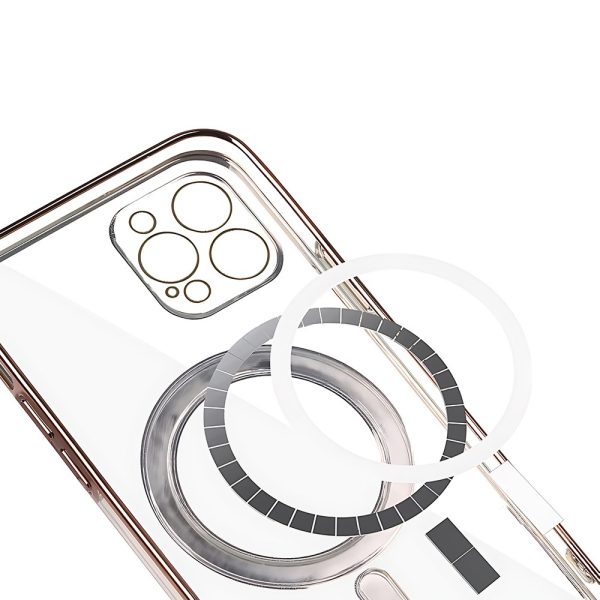 etui do iphone 12 pro max premium silver magsafe z osłoną kamery, srebrne