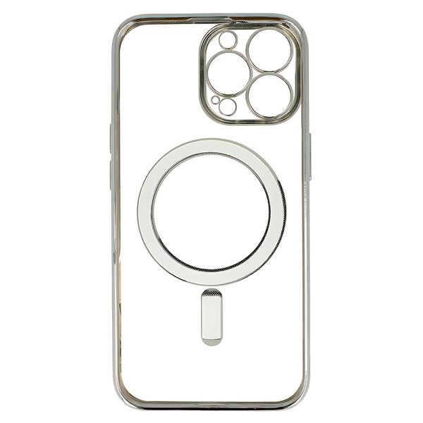 etui do iphone 12 pro max premium silver magsafe z osłoną kamery, srebrne