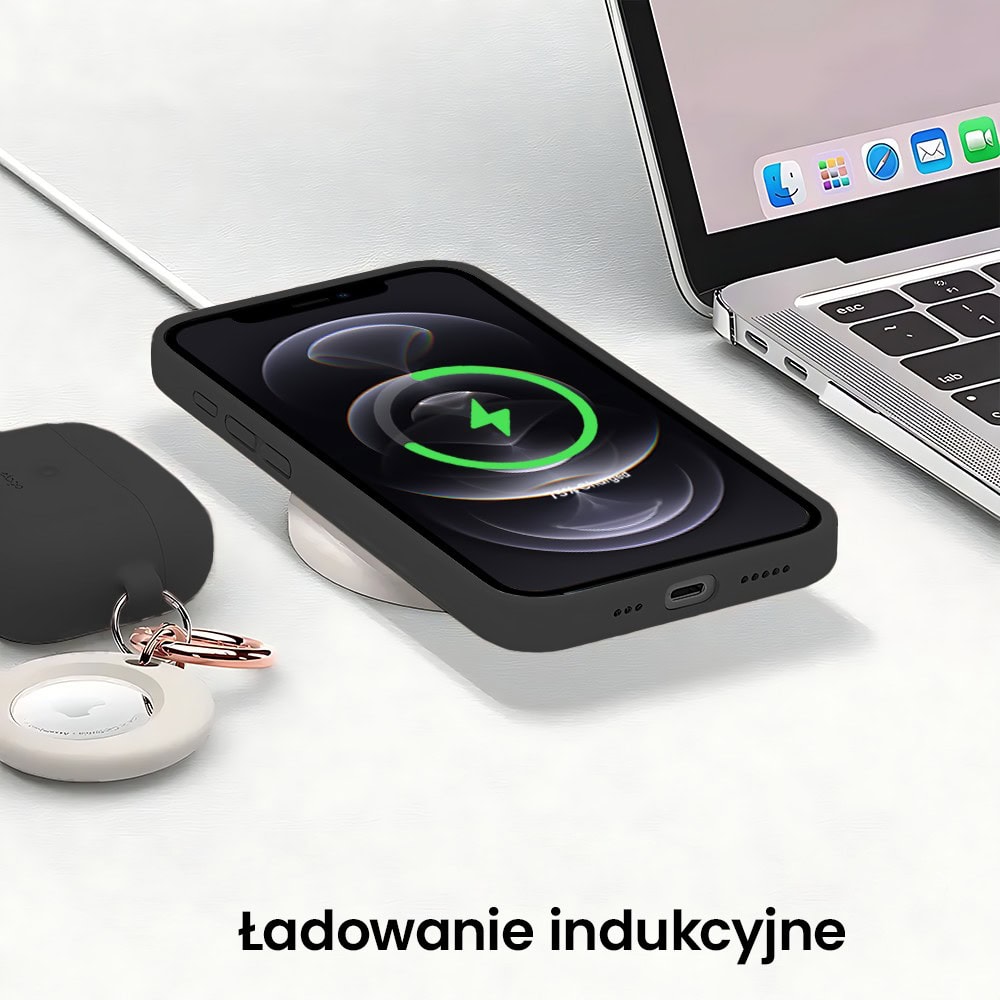 Etui do iPhone 12 Pro Max silikonowe z mikrofibrą soft touch z osłoną aparatu, czarne (1)