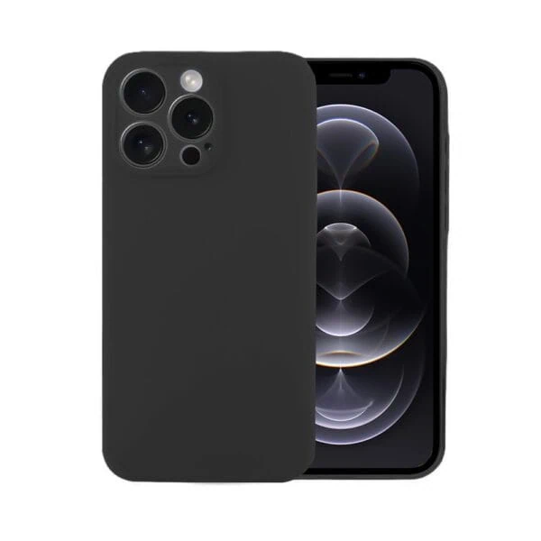 Etui do iPhone 12 Pro Max silikonowe z mikrofibrą soft touch z osłoną aparatu, czarne (2)