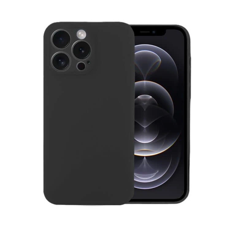 Etui do iPhone 12 Pro Max silikonowe z mikrofibrą soft touch z osłoną aparatu, czarne (2)