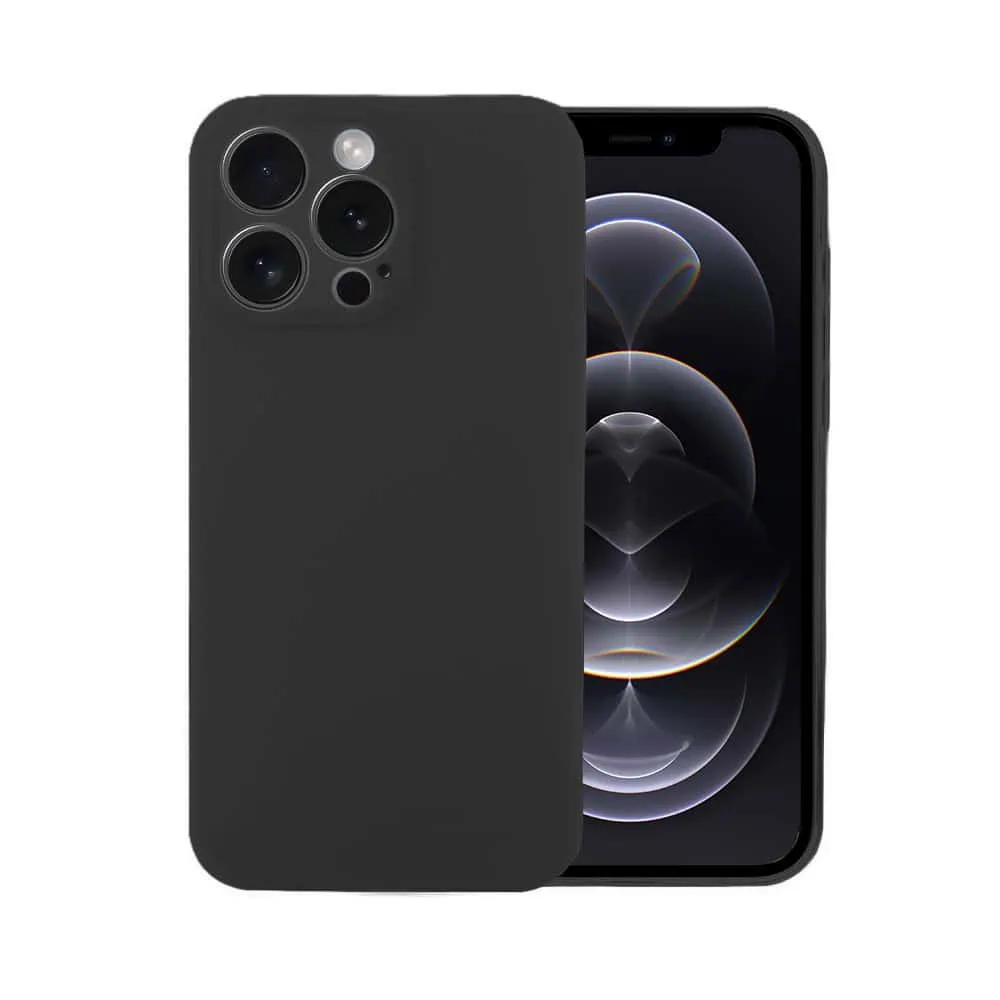 Etui do iPhone 12 Pro Max silikonowe z mikrofibrą soft touch z osłoną aparatu, czarne (2)