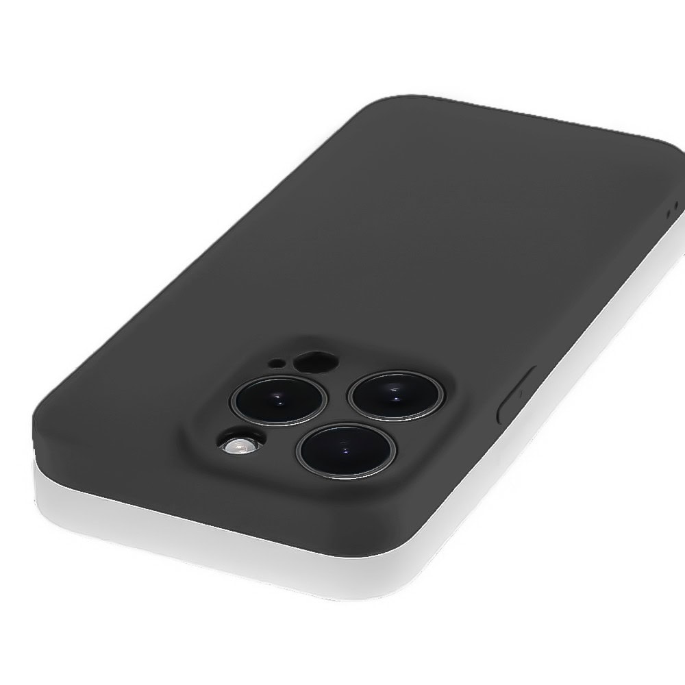 Etui do iPhone 12 Pro Max silikonowe z mikrofibrą soft touch z osłoną aparatu, czarne (4)