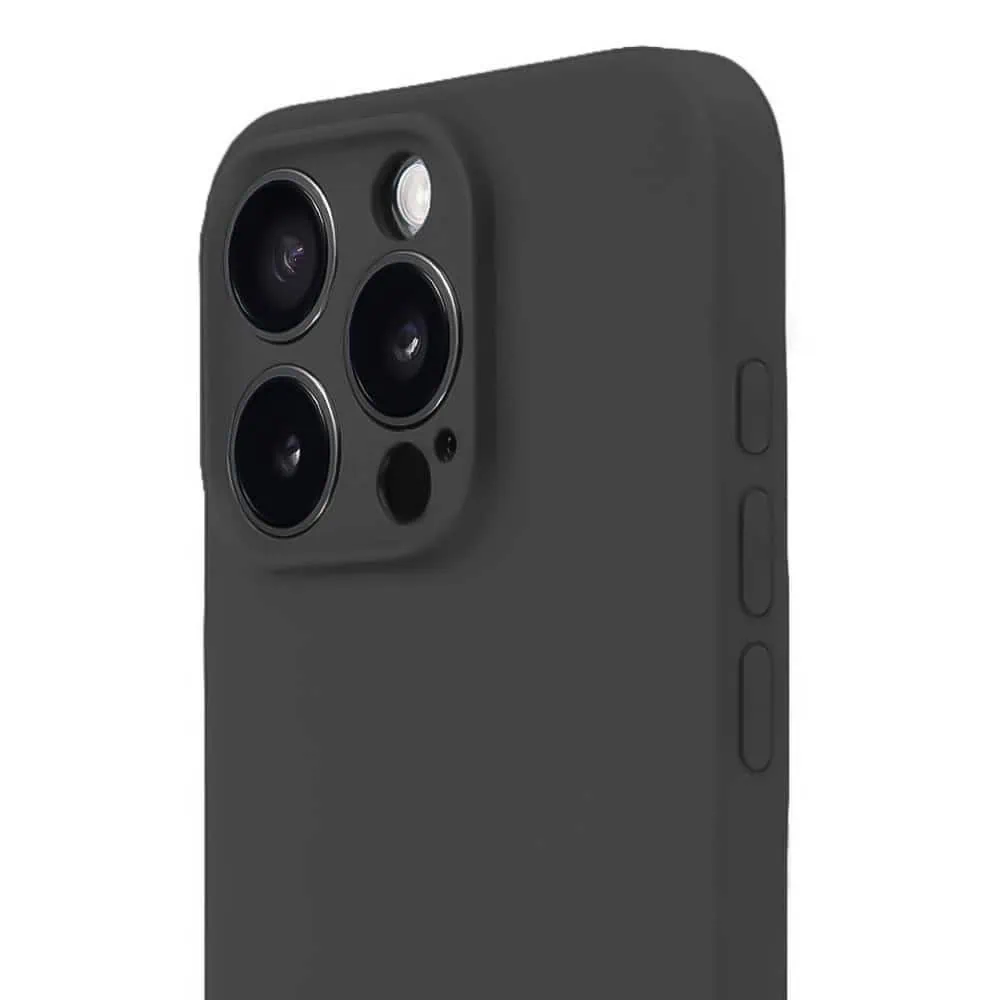 Etui do iPhone 12 Pro Max silikonowe z mikrofibrą soft touch z osłoną aparatu, czarne (6)