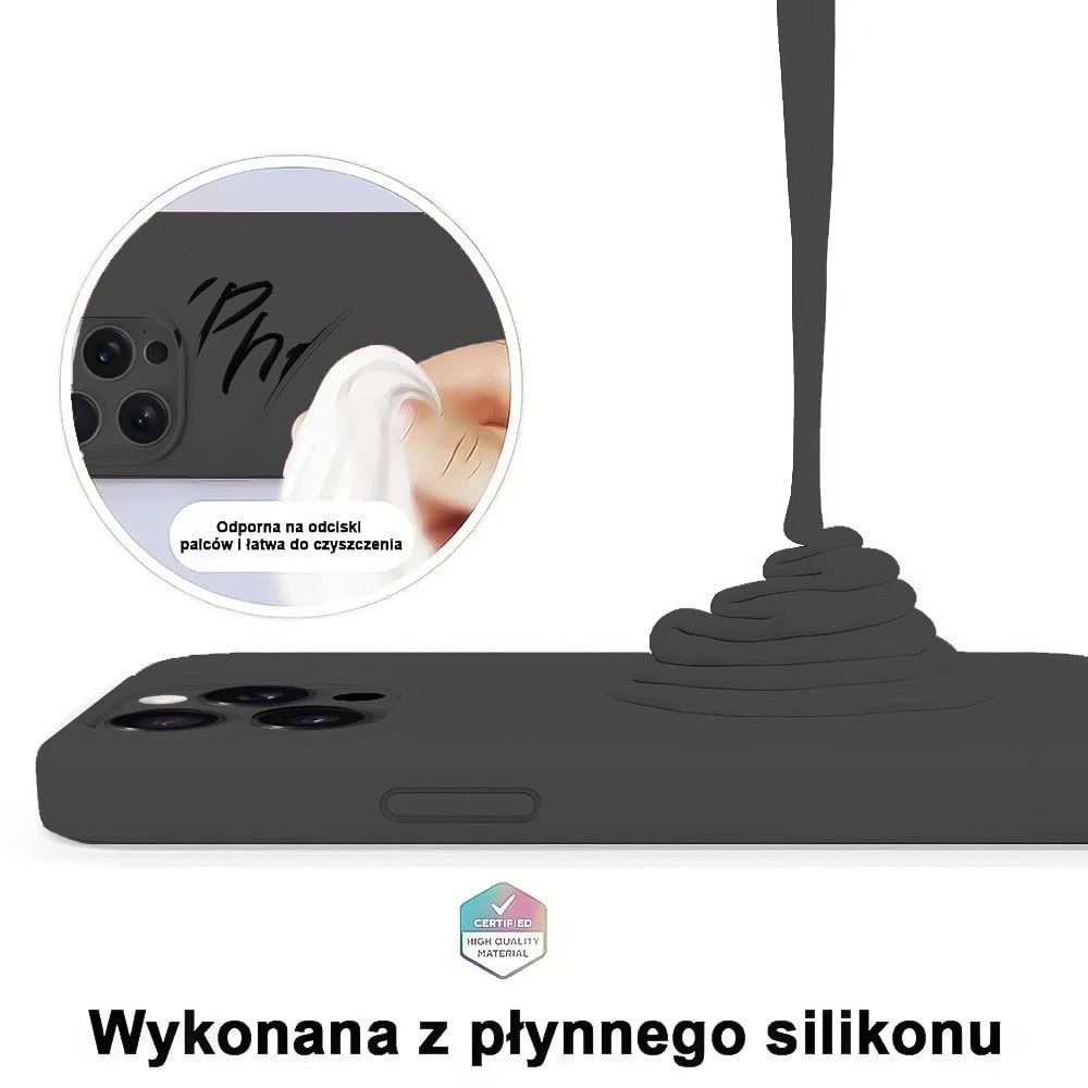 Etui do iPhone 12 Pro Max silikonowe z mikrofibrą soft touch z osłoną aparatu, czarne (7)