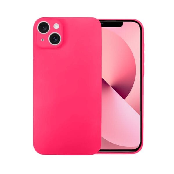 Etui do iPhone 13 silikonowe z mikrofibrą soft touch z osłoną na aparat, różowe
