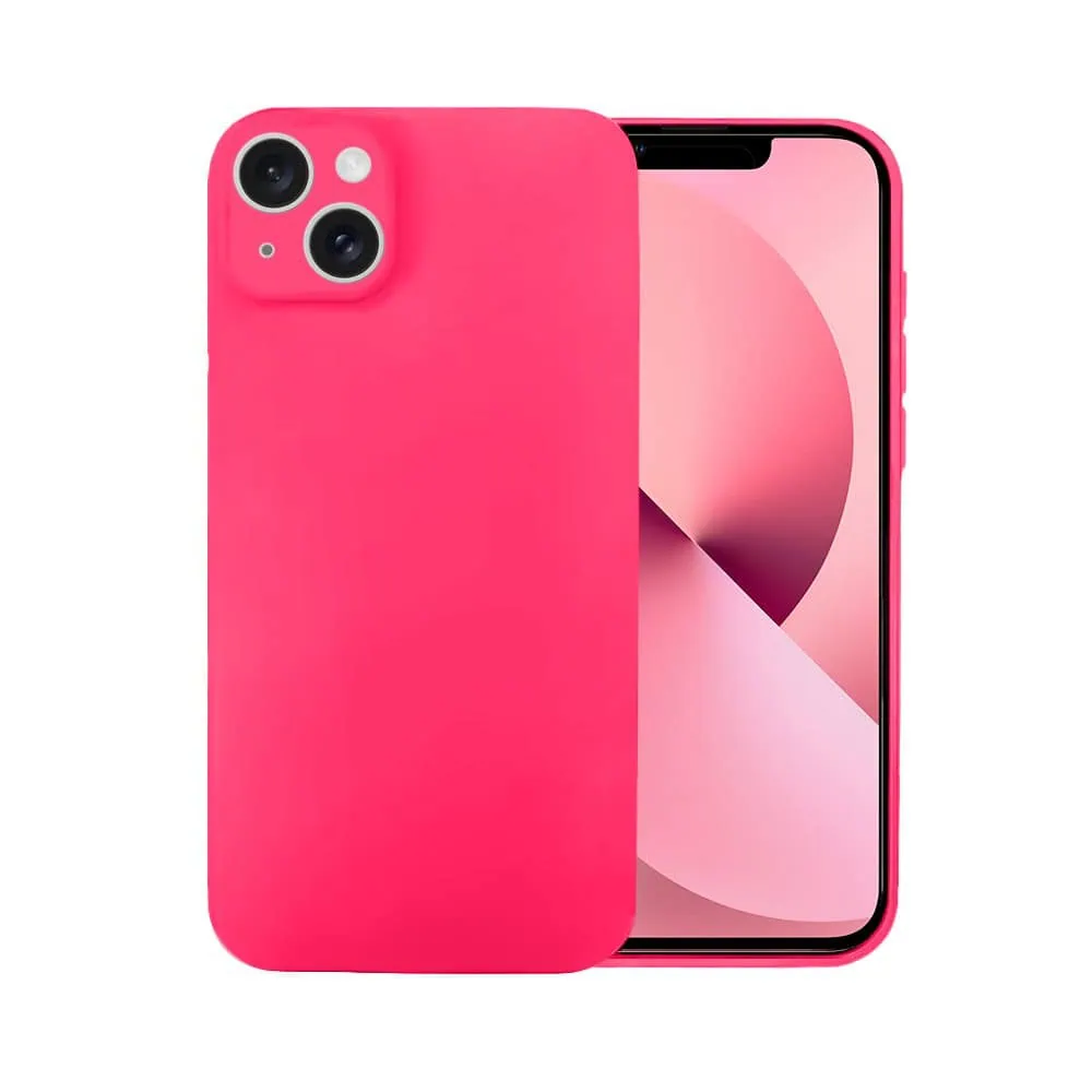 Etui do iPhone 13 silikonowe z mikrofibrą soft touch z osłoną na aparat, różowe (2)