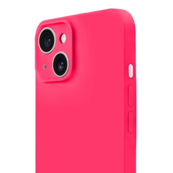 Etui do iPhone 13 silikonowe z mikrofibrą soft touch z osłoną na aparat, różowe (7)