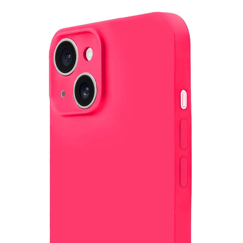 Etui do iPhone 13 silikonowe z mikrofibrą soft touch z osłoną na aparat, różowe (7)