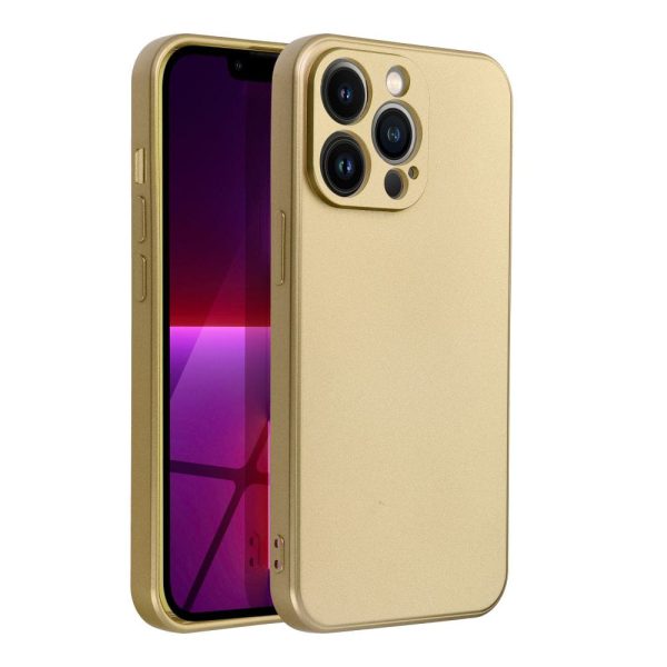 etui do iphone 13 pro silikonowe gold metallic premium, złote