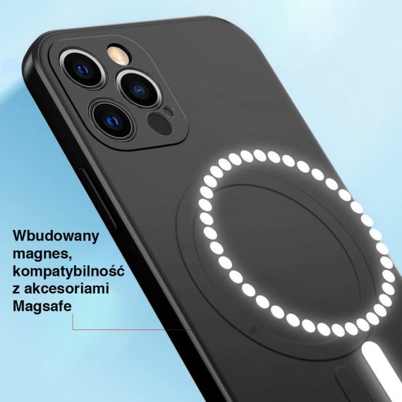 etui do iphone 13 silikonowe z mikrofibrą premium soft touch magsafe ochrona aparatu, czarne