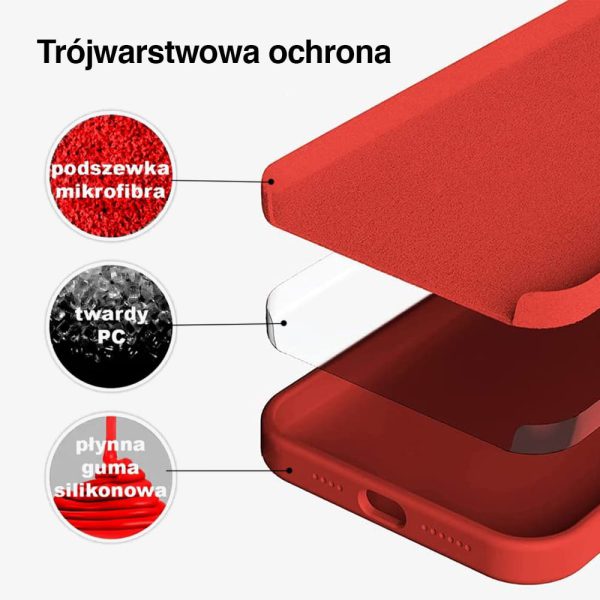 etui do iphone 14 pro max silikonowe z mikrofibrą premium soft touch czerwone