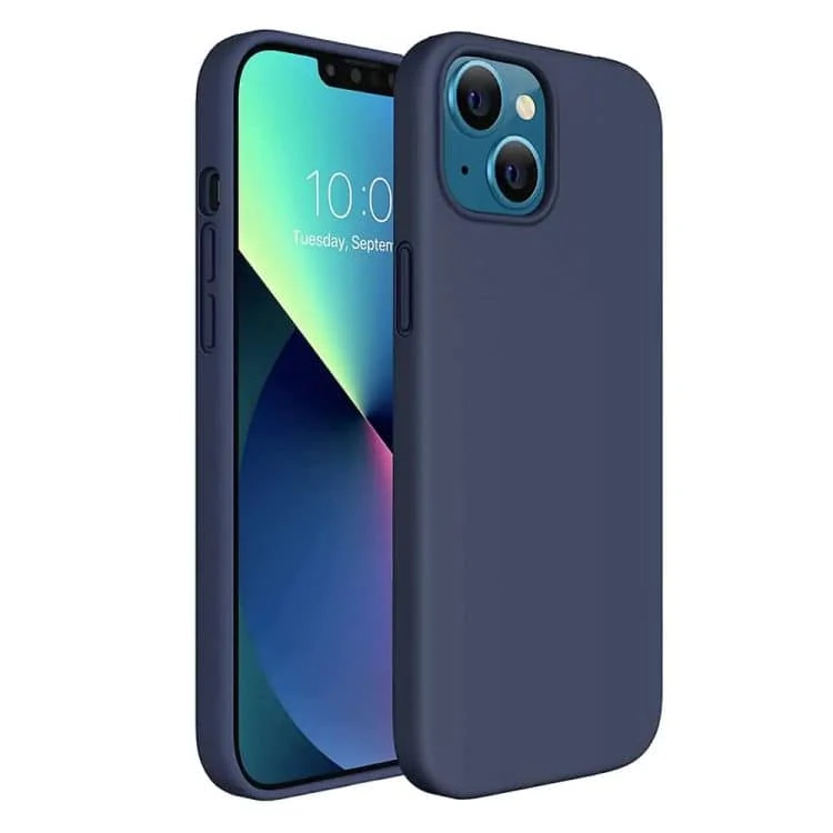 etui do iphone 14 silikonowe z mikrofibrą premium soft touch granatowe