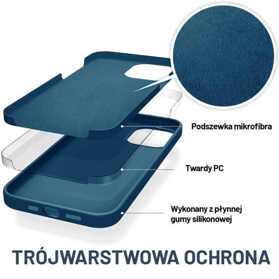 etui do iphone 13 mini silikonowe z mikrofibrą premium soft touch granatowe (kopia)