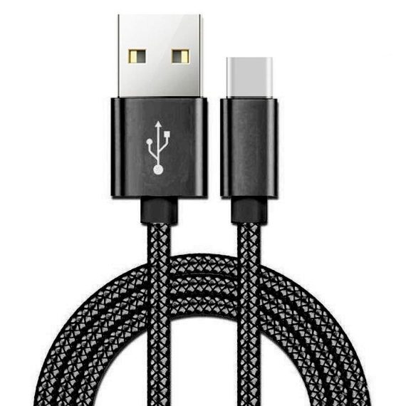 Kabel USB – TYP C szybkie ładowanie, niełamiący, metalowe końcówki, czarny