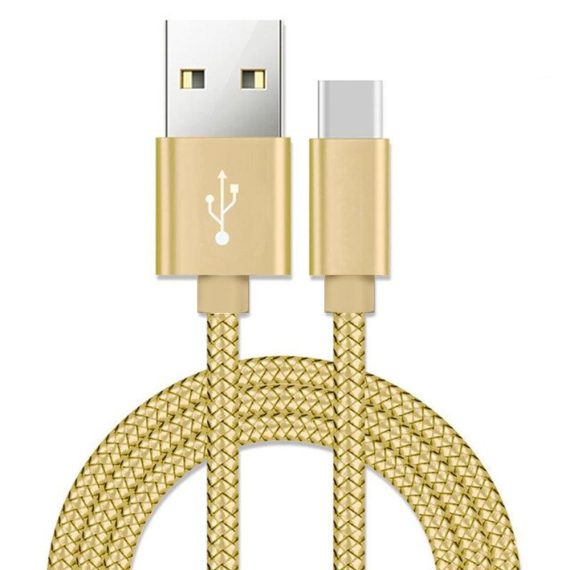 Kabel USB – TYP C szybkie ładowanie, niełamiący, metalowe końcówki, złoty