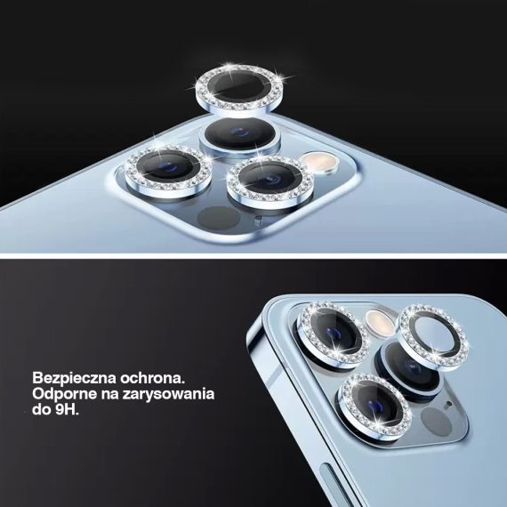 luksusowa diamentowa osłona obiektywów, szkło na aparat iphone 13 pro max złote (kopia)