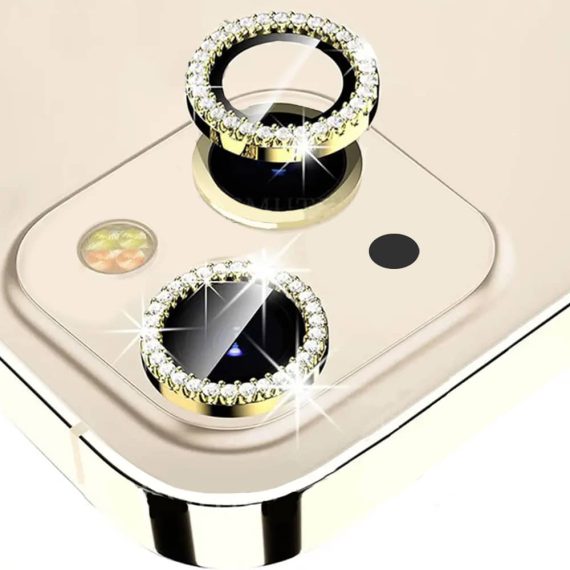 luksusowa diamentowa osłona obiektywów, szkło na aparat iphone 13 pro złote (kopia)