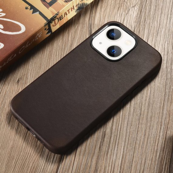 etui do iphone 13 leather case, skórzane kompatybilne z magsafe, brązowy