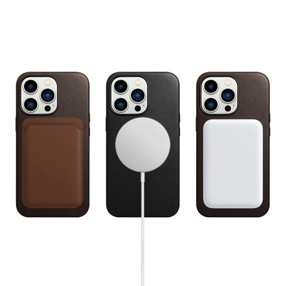 etui do iphone 13 leather case, skórzane kompatybilne z magsafe, brązowy