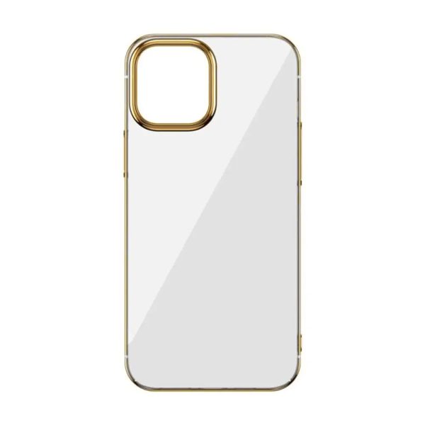 etui do iphone 14 plus jetech simple metallic gold przeźroczyste z ramką w kolorze złota