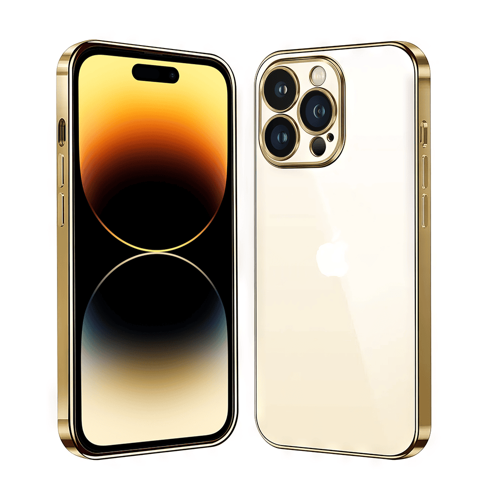 etui do iphone 14 pro gold edition eleganckie, luksusowe, przeźroczyste sulada oryginal, złote