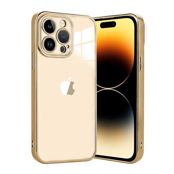 etui do iphone 14 pro gold edition eleganckie, luksusowe, przeźroczyste sulada oryginal, złote