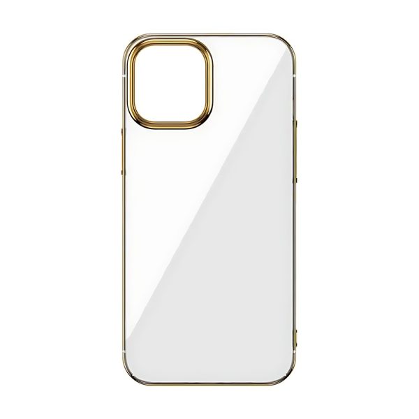 etui do iphone 14 pro jetech simple metallic gold przeźroczyste z ramką w kolorze złota