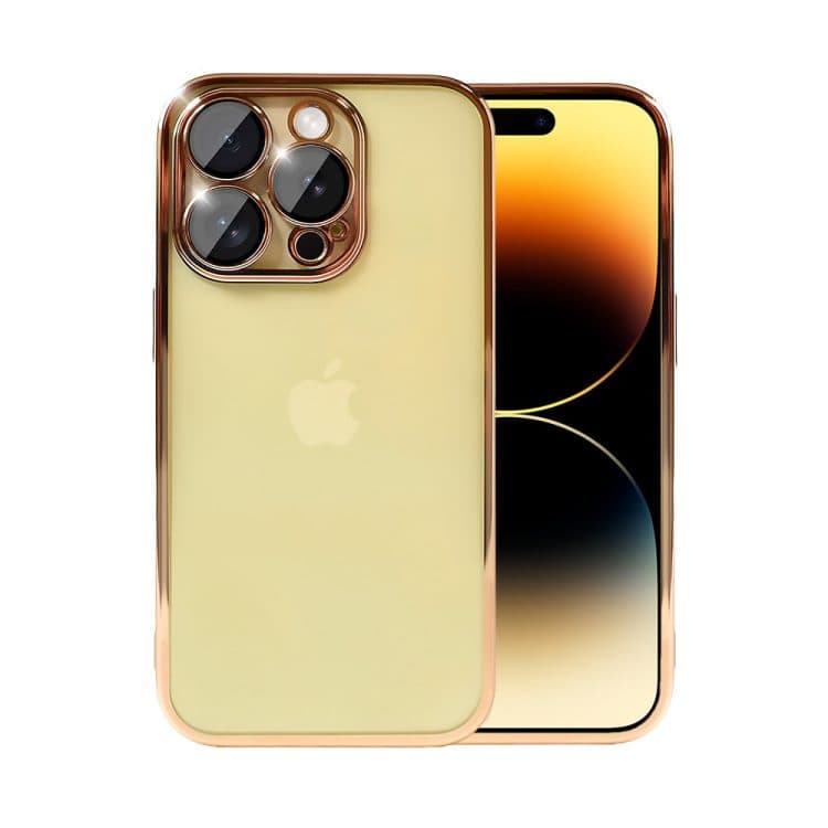 etui do iphone 14 pro max slim protect full cover z osłoną kamery i obiektywów 9h, czerwone złoto