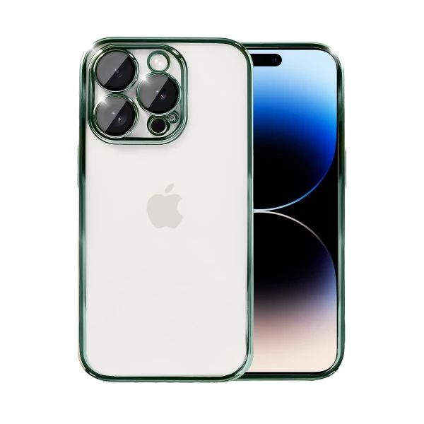 etui do iphone 14 pro slim protect full cover z osłoną kamery i obiektywów 9h, zielone