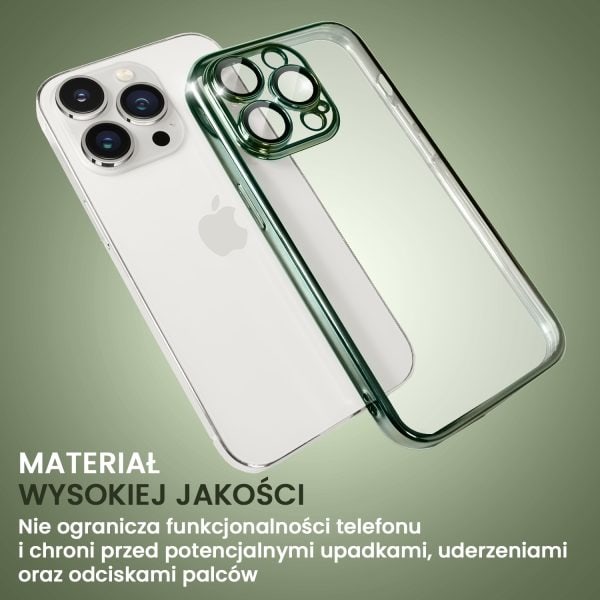 etui do iphone 14 pro slim protect full cover z osłoną kamery i obiektywów 9h, zielone