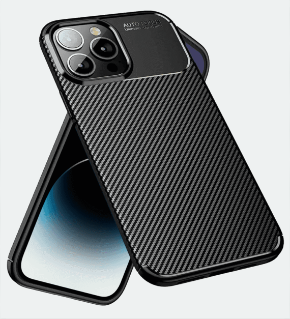 etui do iphone 14 pro eleganckie karbonowe, czarne