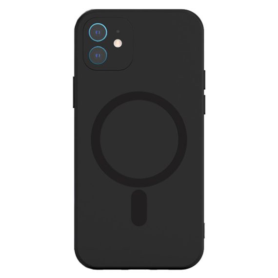 etui do iphone 12 silikonowe z mikrofibrą soft touch magsafe ochrona aparatu, czarne