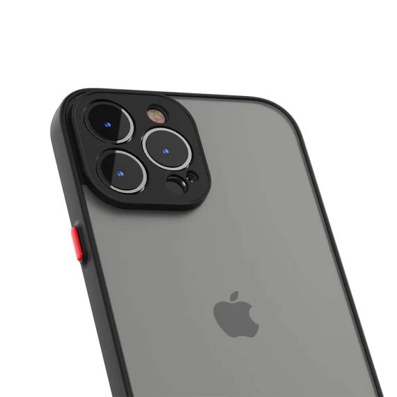 etui do iphone 13 pro półprzezroczyste matowe czarne z ochroną obiektywu