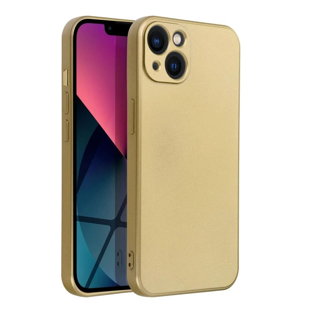Etui do iPhone 13 silikonowe Gold Metallic ochrona obiektywu, złoty