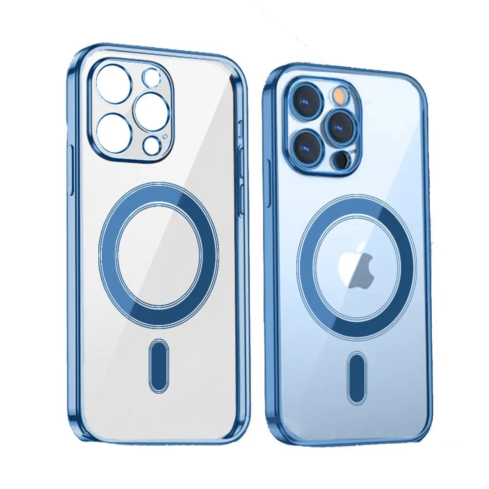 Etui do iPhone 13 Pro Max premium blue MagSafe z osłoną kamery, niebieskie