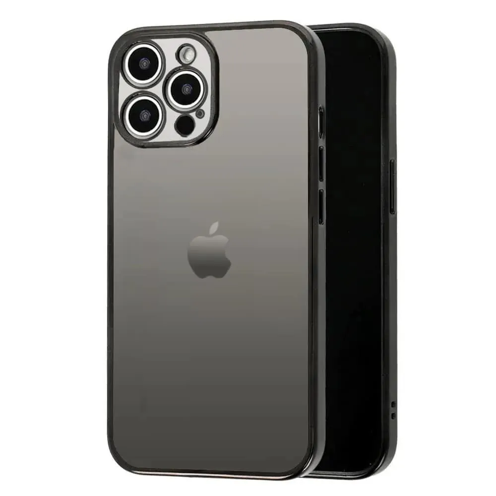 Etui do iPhone 14 Pro Max przeźroczyste z czarną ramką, osłona kamery